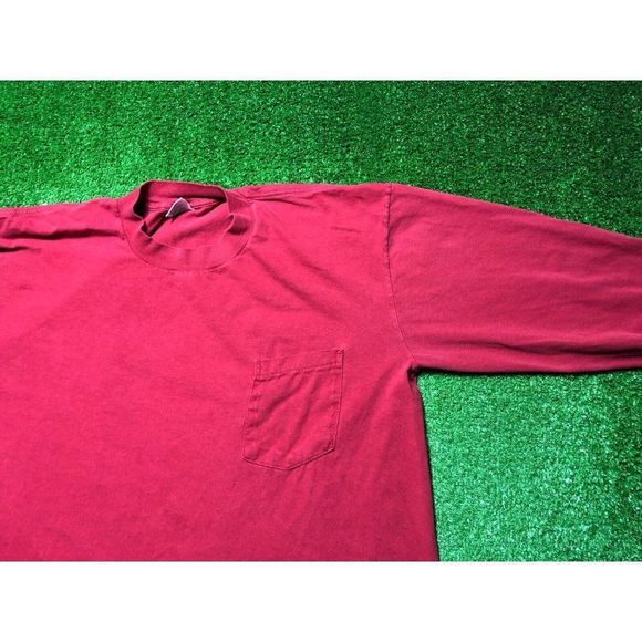Vintage 90s Towncraft Mens Red Front Pocket Long Sleeve High Neck Tee Size XL - Picture 1 of 8